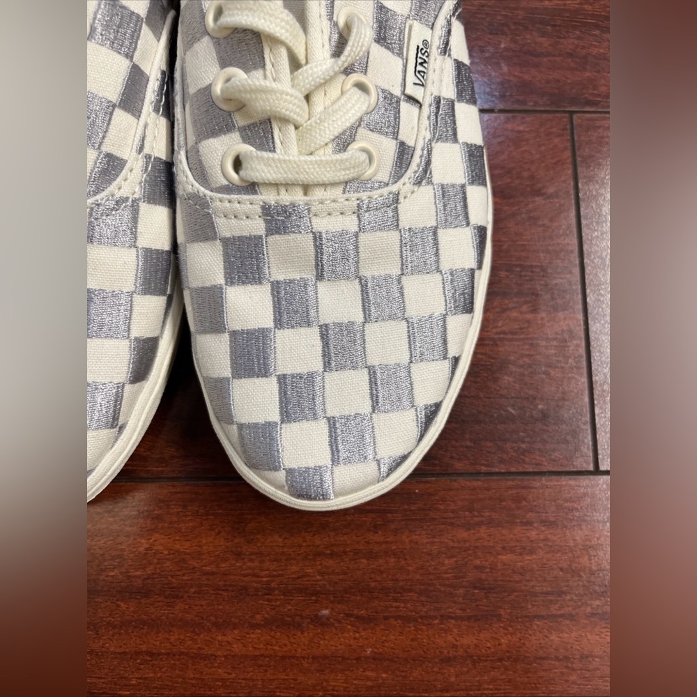 Womens 7 Vans Authentic Low Pro Embroidered Checkerboard Gray Low Top HALF BOX - Picture 14 of 16